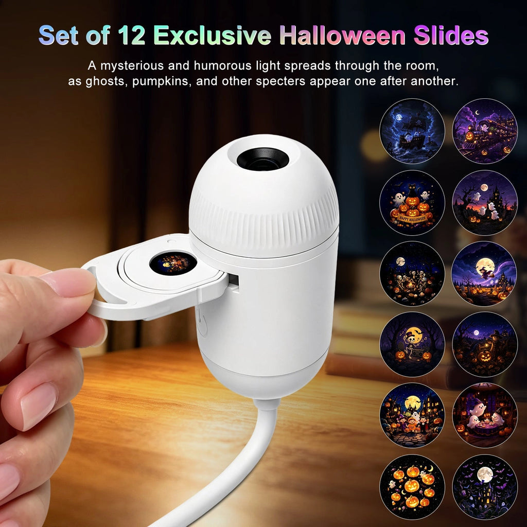 Sevair Deco Halloween Galaxy Projector with 12 Slides slide insertion