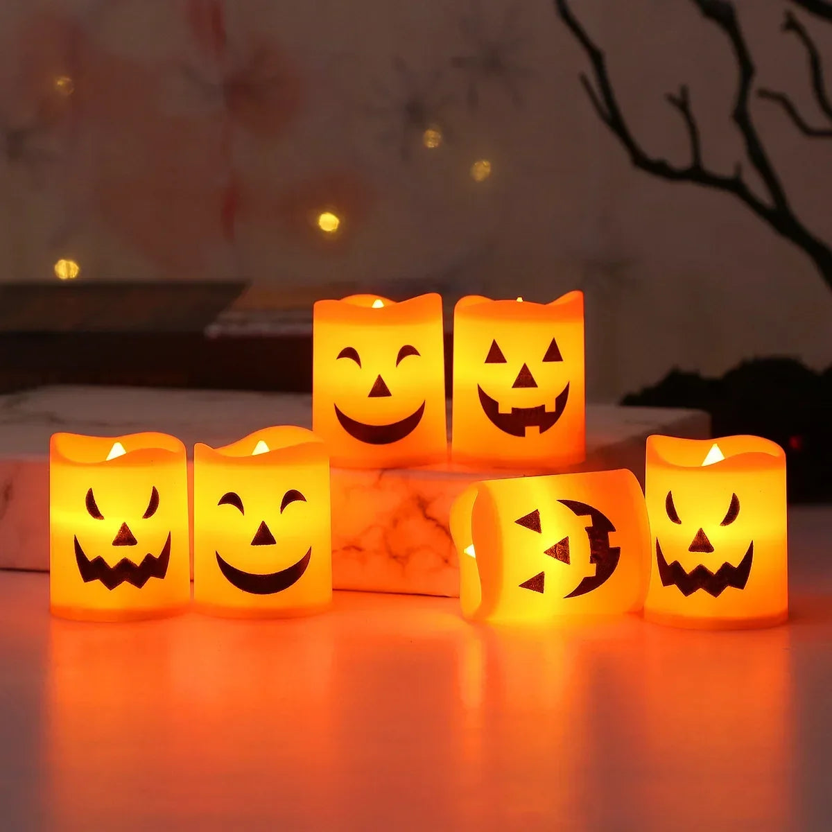 Sevair Deco Halloween Pumpkin LED Candle Set 6-Pack 4