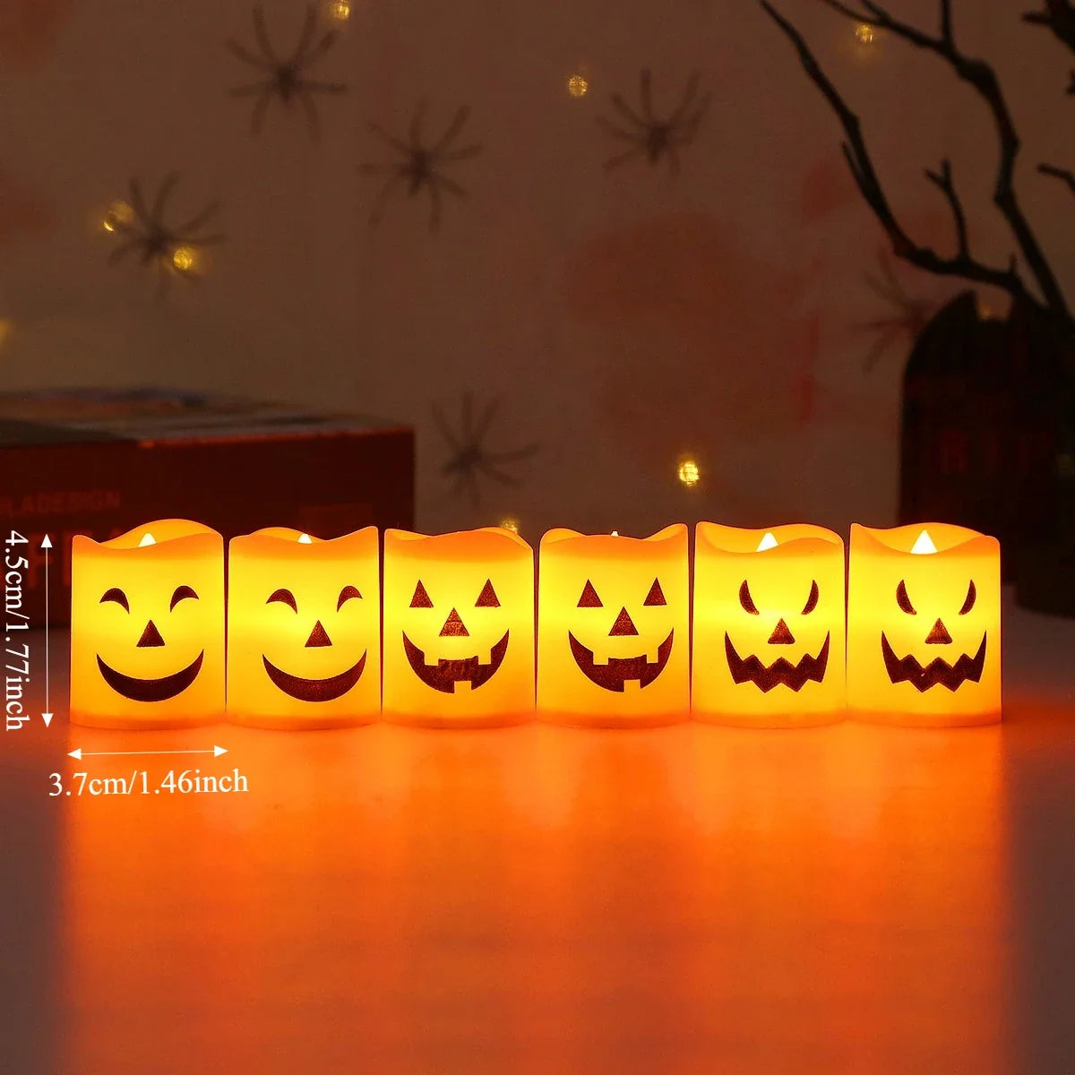 Sevair Deco Halloween Pumpkin LED Candle Set 6-Pack 7