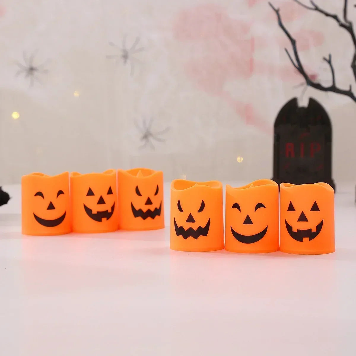 Sevair Deco Halloween Pumpkin LED Candle Set 6-Pack 8