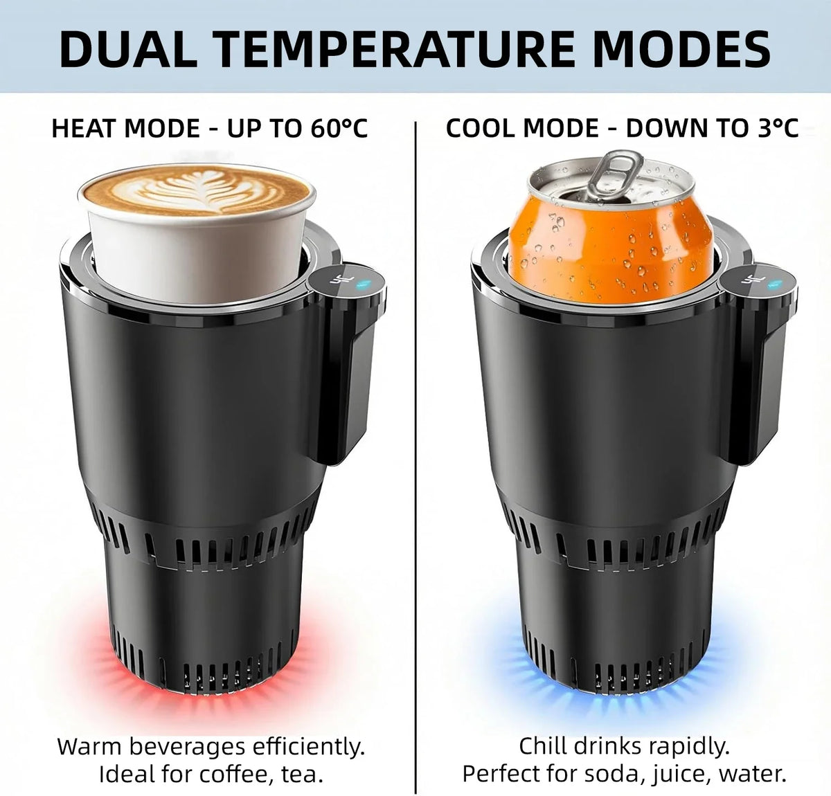 Sevair Deco Heating & Cooling Cup Holder for Home and Car dual modes