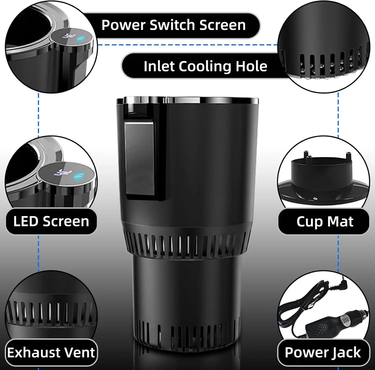 Sevair Deco Heating & Cooling Cup Holder for Home and Car parts diagram