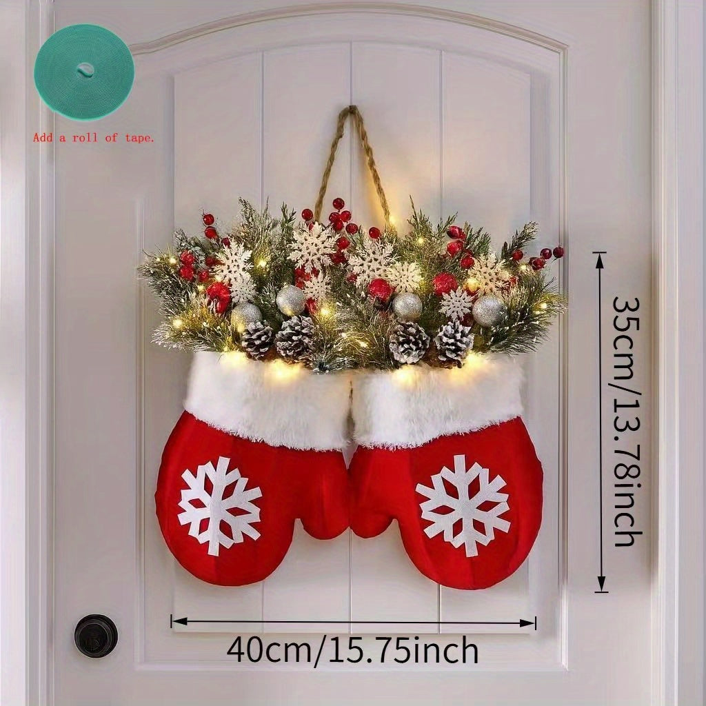 Sevair Deco LED Christmas Mitten Wreath 5