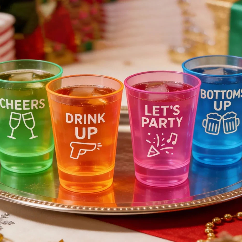 Sevair Deco LED Flashing Shot Glasses 4-Pack holiday serving tray