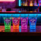 Sevair Deco LED Flashing Shot Glasses 4-Pack neon bar lineup
