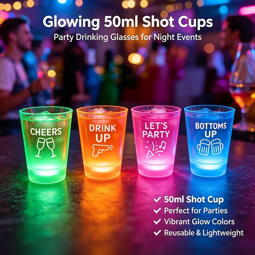 Sevair Deco LED Flashing Shot Glasses 4-Pack night party glow