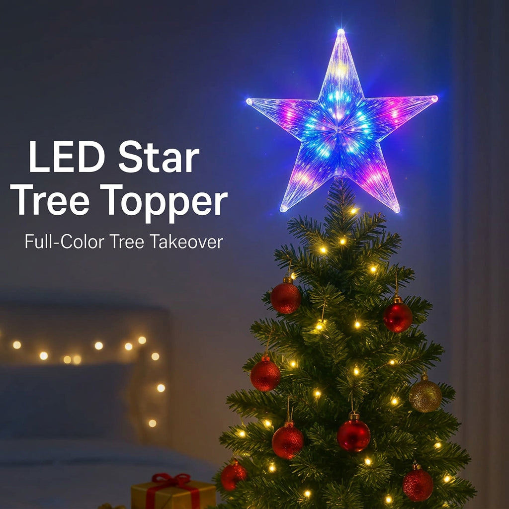 Sevair Deco LED Star Tree Topper for Christmas colorful tree