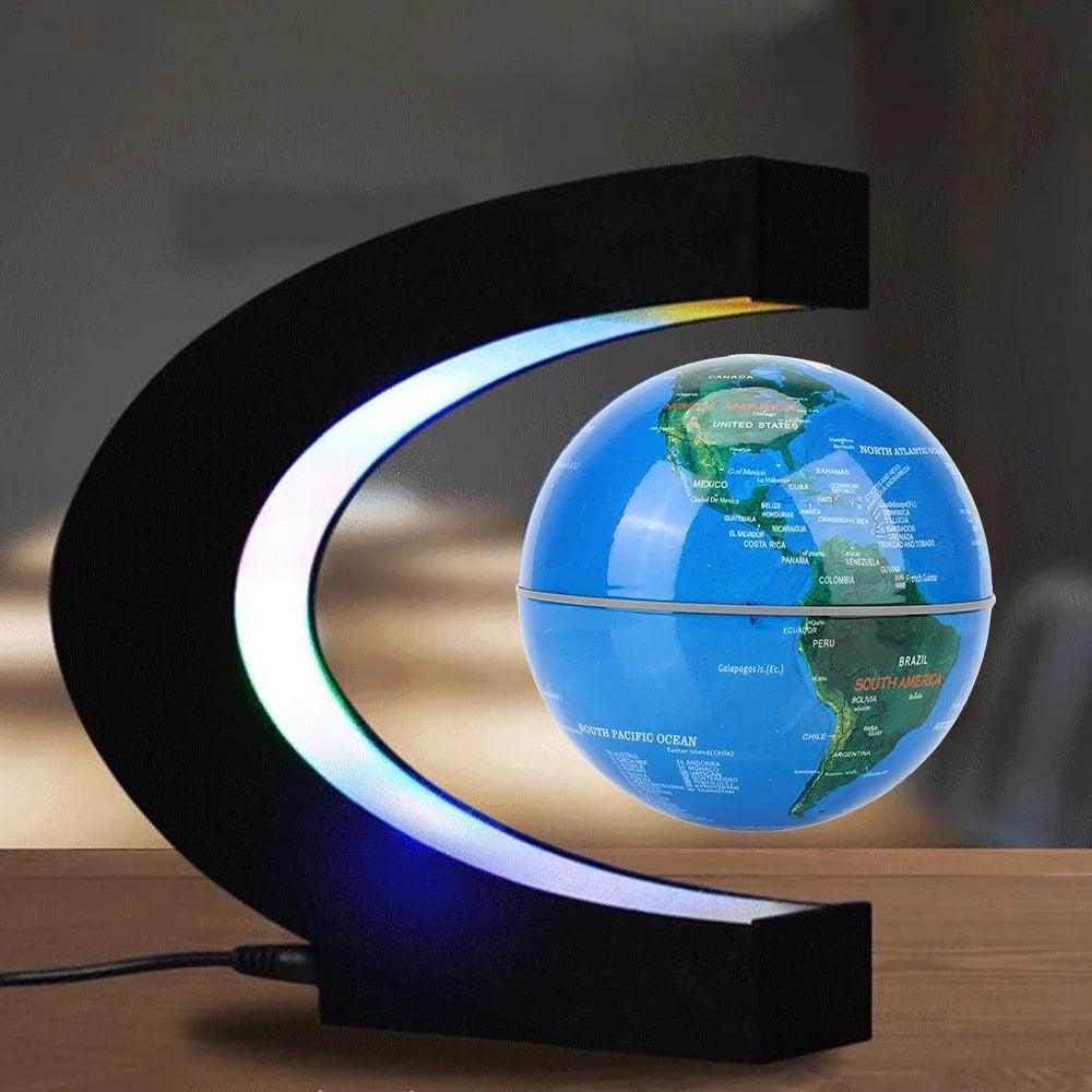 Sevair Deco Levitating Earth Globe Lamp with LED Glow desk 02