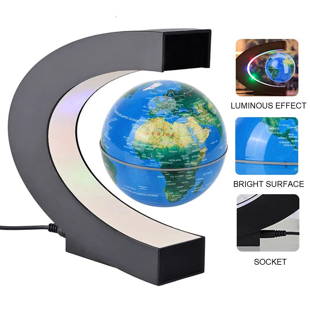Sevair Deco Levitating Earth Globe Lamp with LED Glow features 02