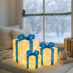 Sevair Deco Light Up Christmas Gift Boxes Set of 3 blue display