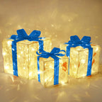 Sevair Deco Light Up Christmas Gift Boxes Set of 3 blue lights