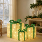 Sevair Deco Light Up Christmas Gift Boxes Set of 3 green display
