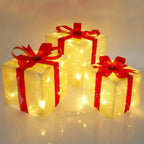 Sevair Deco Light Up Christmas Gift Boxes Set of 3 red glow
