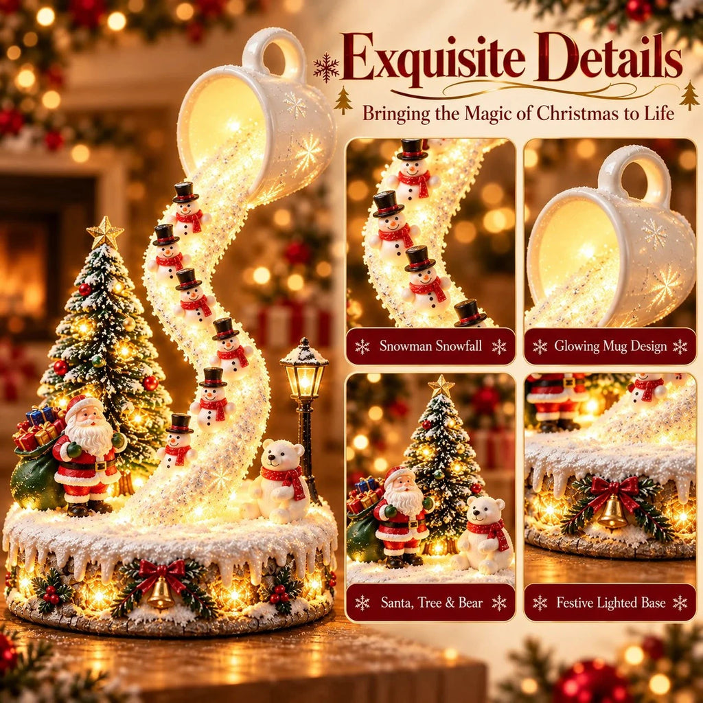 Sevair Deco Lighted Christmas Scene with Golden Glow mug details