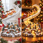 Sevair Deco Lighted Christmas Scene with Golden Glow sleigh day night