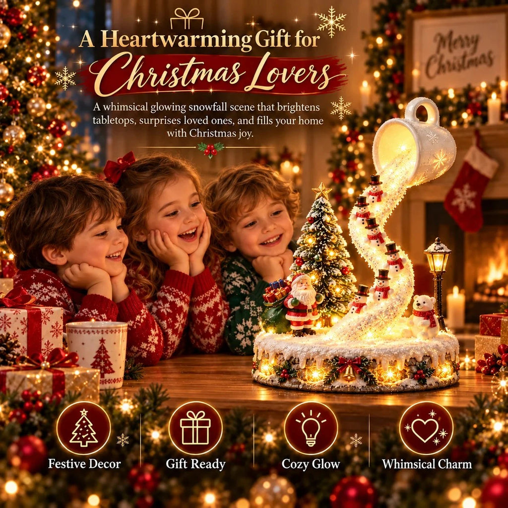 Sevair Deco Lighted Christmas Scene with Golden Glow snowman gift