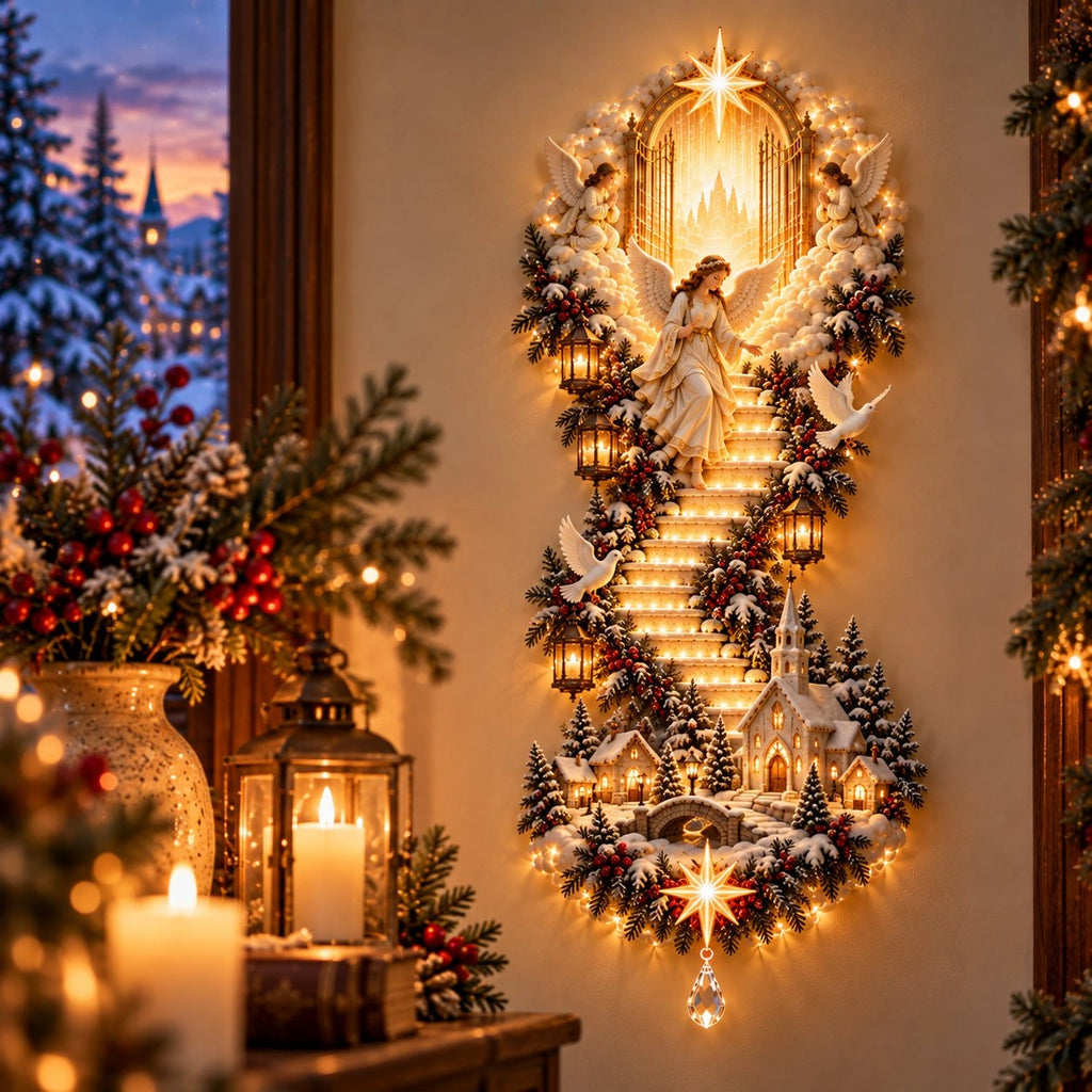 Sevair Deco Lighted Christmas Wall Hanging angel display