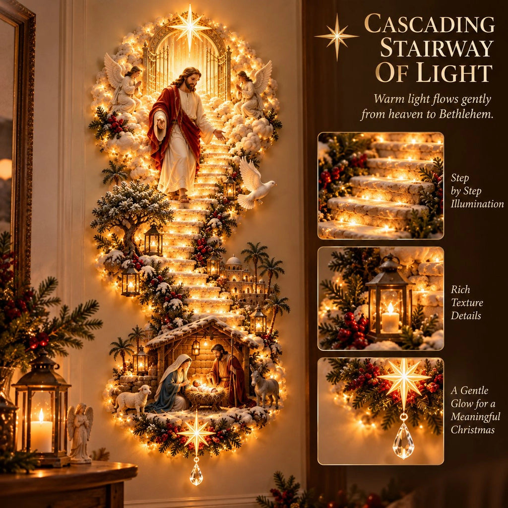 Sevair Deco Lighted Christmas Wall Hanging stairway