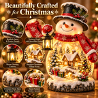 Sevair Deco Lighted Snowman Christmas Village festive details
