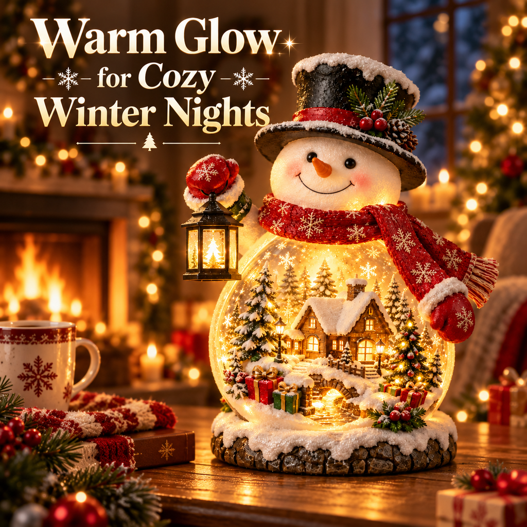 Sevair Deco Lighted Snowman Christmas Village fireplace display