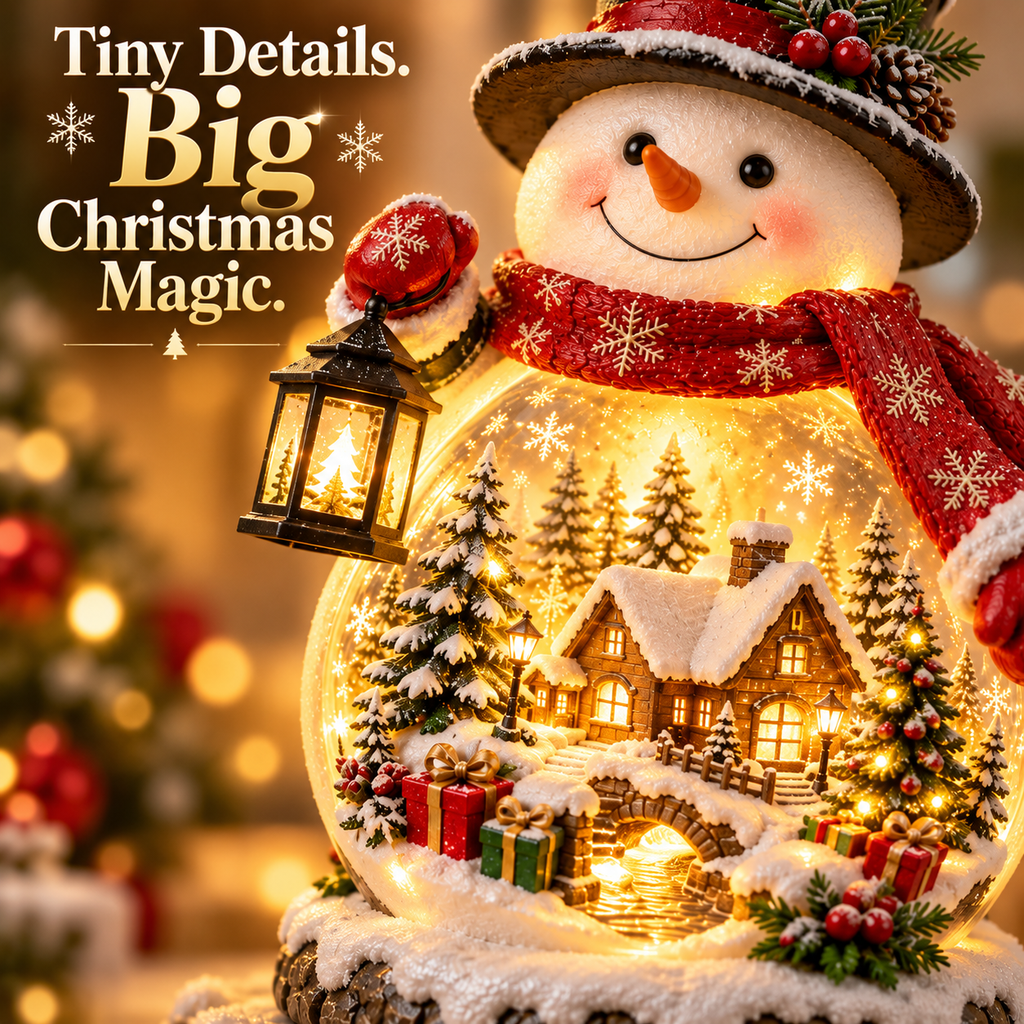 Sevair Deco Lighted Snowman Christmas Village village closeup