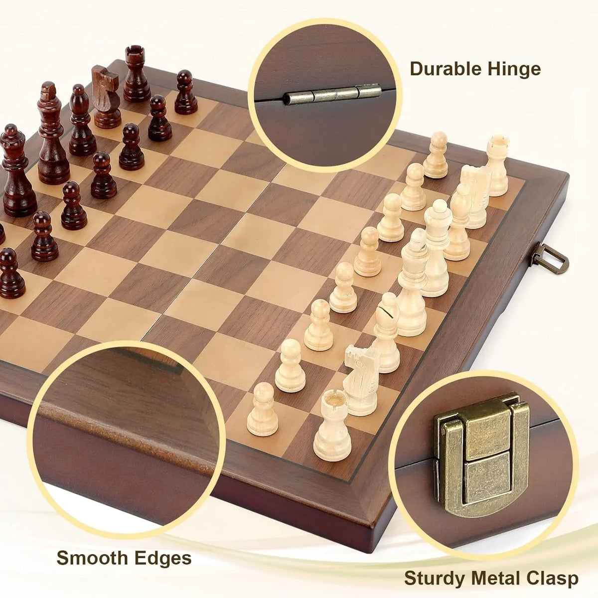 Sevair Deco Magnetic Folding Chess Set for Travel 10