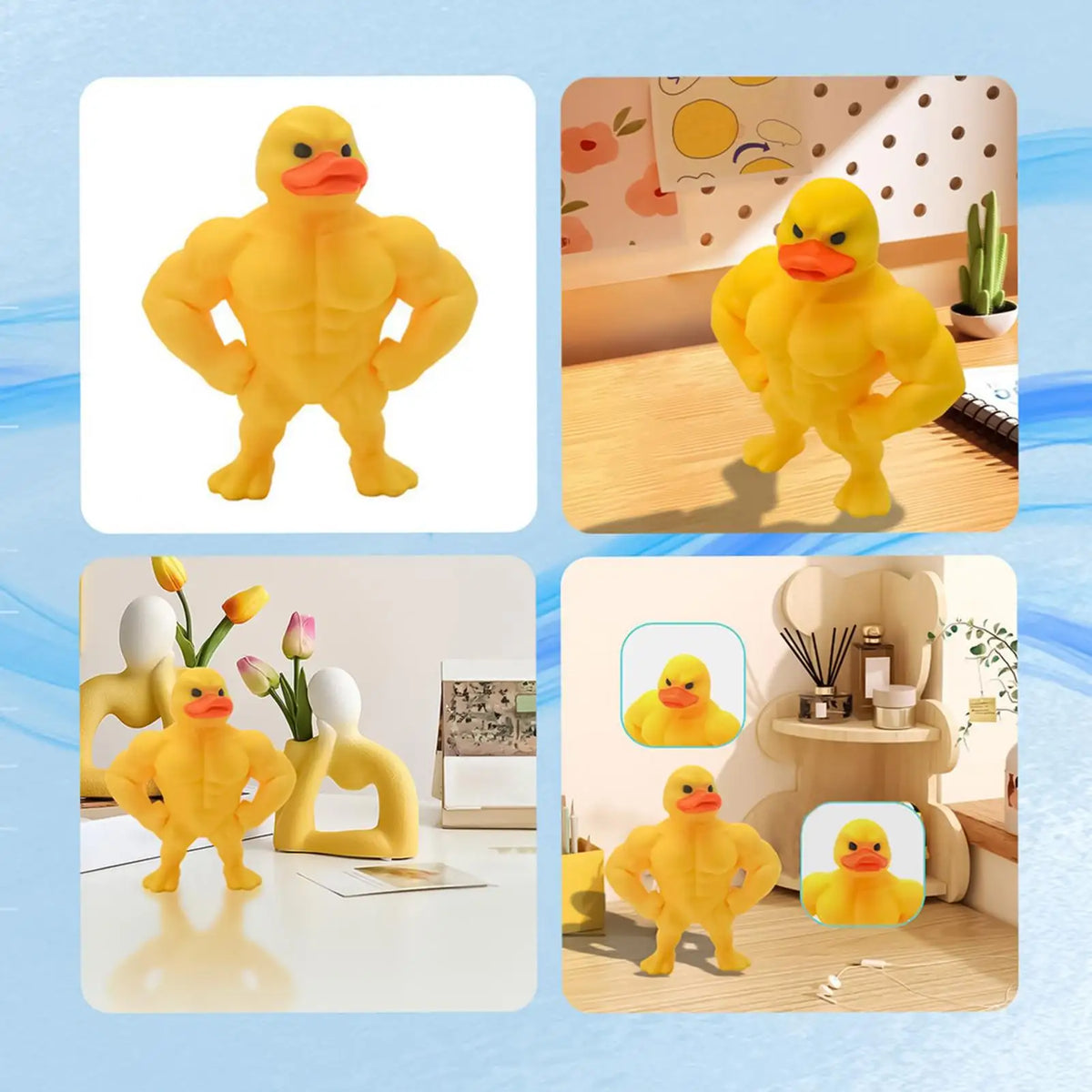Sevair Deco Mini Buff Duck Figurine for Desk Decor lifestyle collage