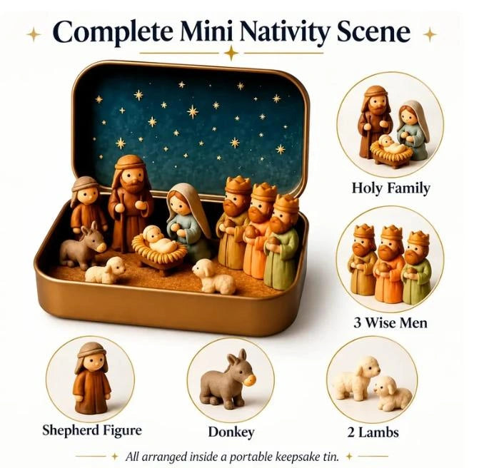 Sevair Deco Mini Nativity Scene in Keepsake Tin figure details