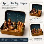 Sevair Deco Mini Nativity Scene in Keepsake Tin hinged lid