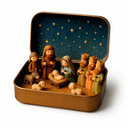 Sevair Deco Mini Nativity Scene in Keepsake Tin open display