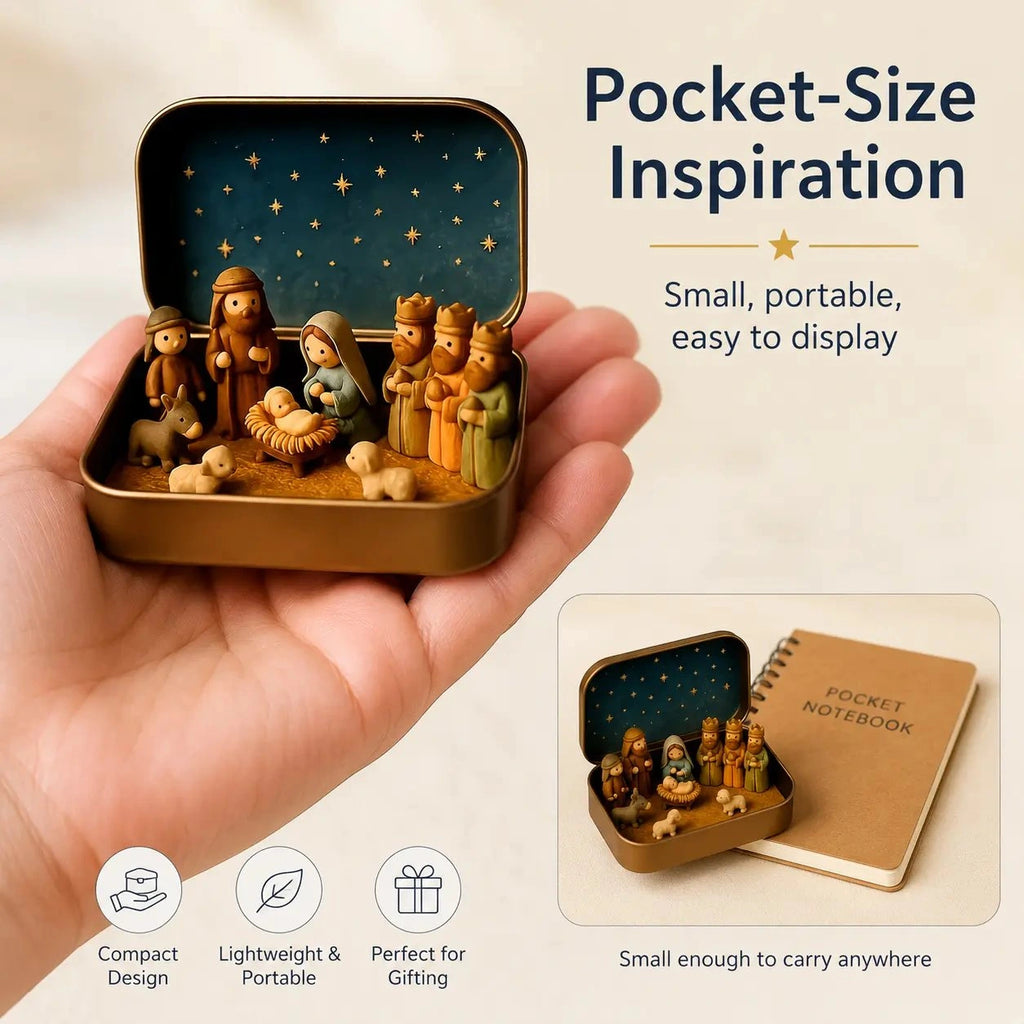 Sevair Deco Mini Nativity Scene in Keepsake Tin palm size