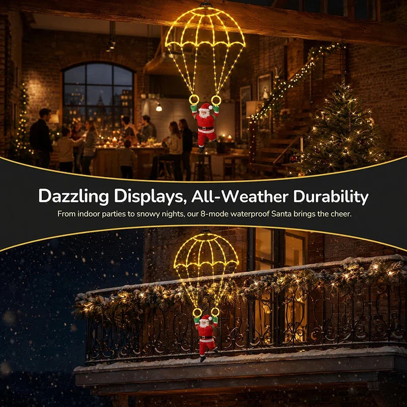 Sevair Deco Parachuting Santa Christmas Lights lighting modes