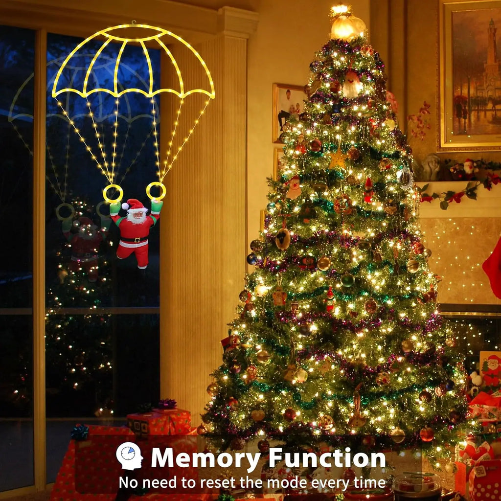 Sevair Deco Parachuting Santa Christmas Lights memory function window