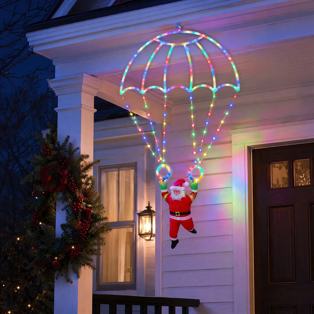 Sevair Deco Parachuting Santa Christmas Lights multicolor porch display