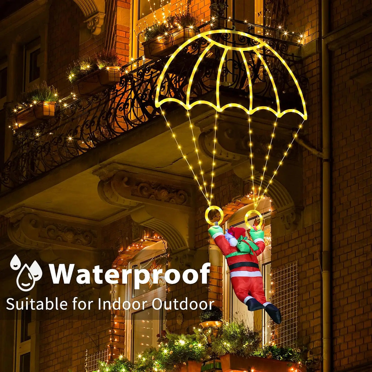 Sevair Deco Parachuting Santa Christmas Lights outdoor balcony