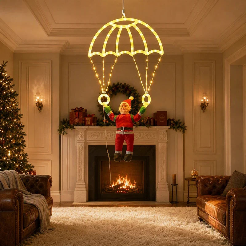 Sevair Deco Parachuting Santa Christmas Lights warm white living room