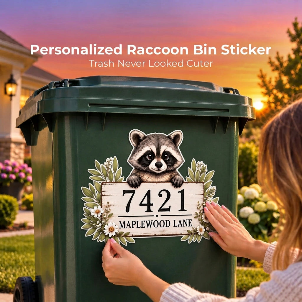 Sevair Deco Personalized Raccoon Bin Sticker 1