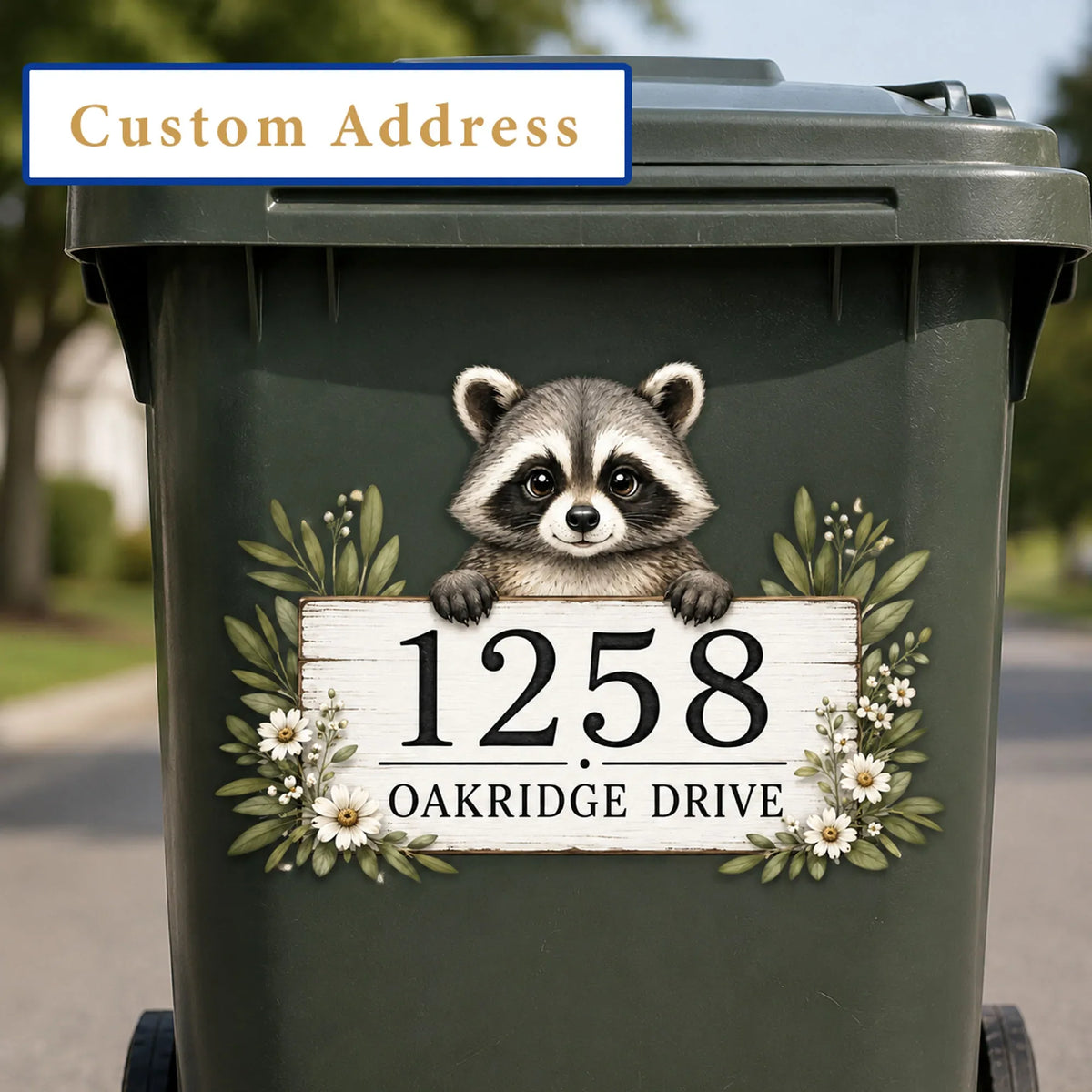 Sevair Deco Personalized Raccoon Bin Sticker 4