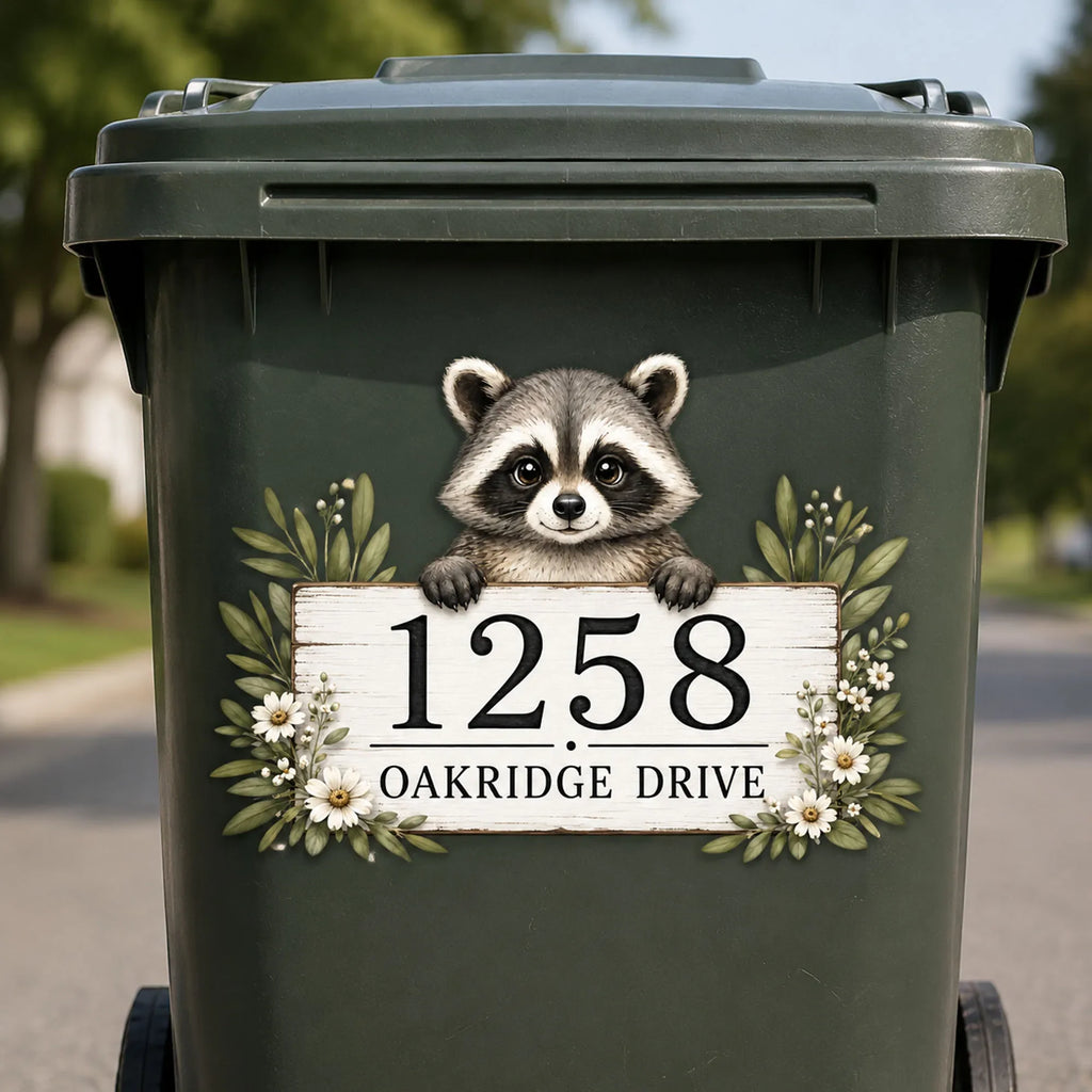 Sevair Deco Personalized Raccoon Bin Sticker 5
