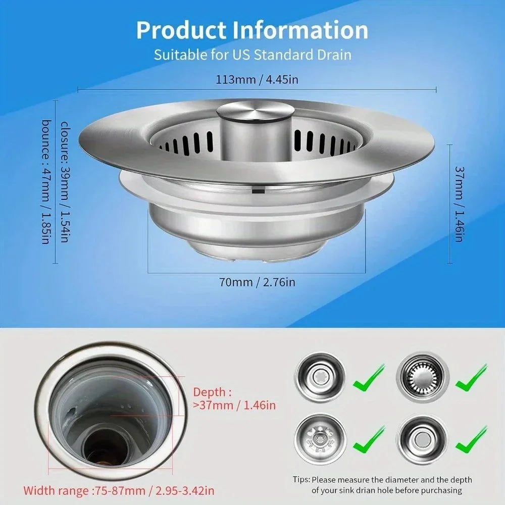 Sevair Deco Pop-Up Sink Strainer with Basket 4
