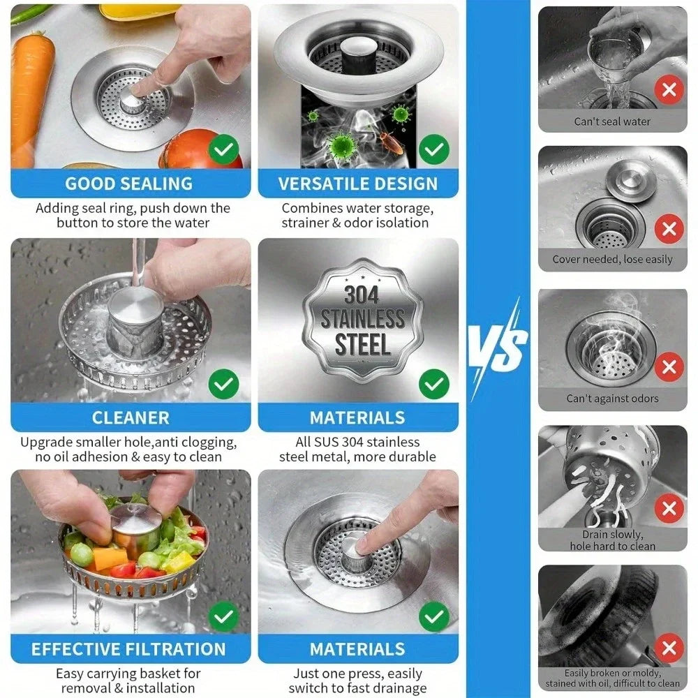 Sevair Deco Pop-Up Sink Strainer with Basket 6