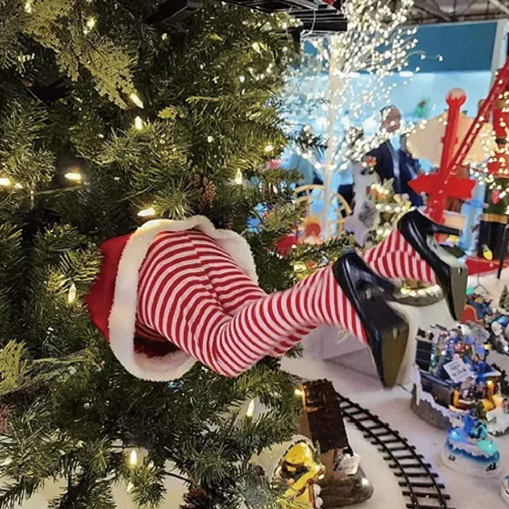 Sevair Deco Posable Santa Legs Christmas Tree Decor striped legs