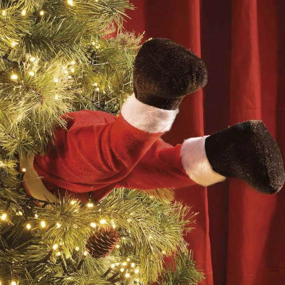 Sevair Deco Posable Santa Legs Christmas Tree Decor tree closeup