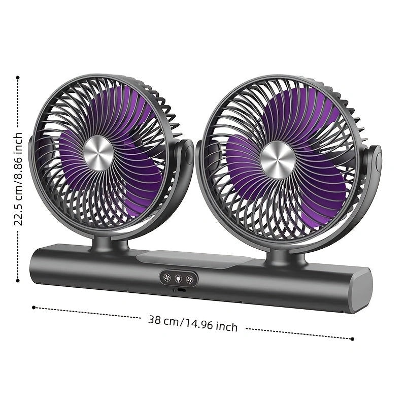 Sevair Deco rechargeable dual head portable fan black dimensions