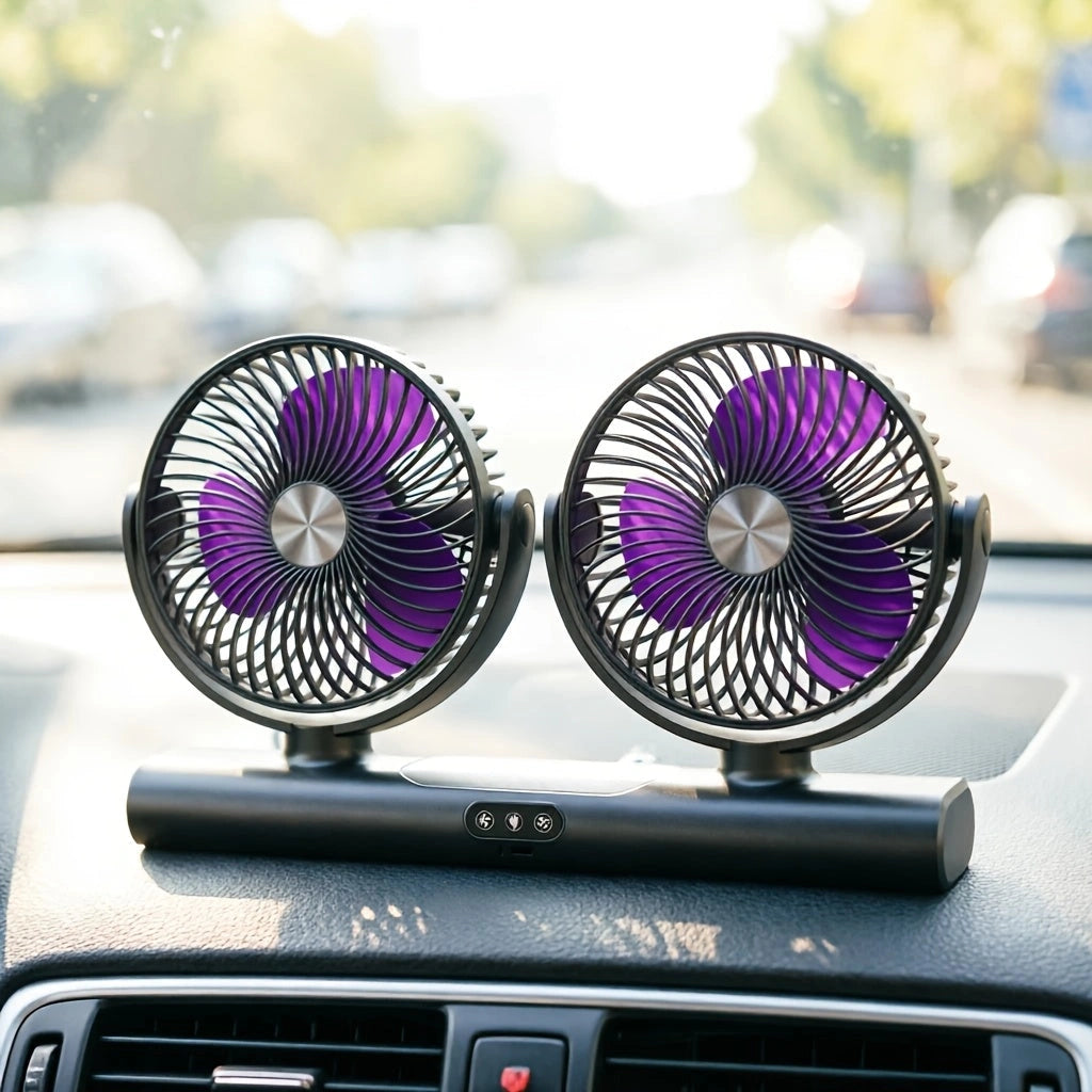 Sevair Deco rechargeable dual head portable fan dashboard placement