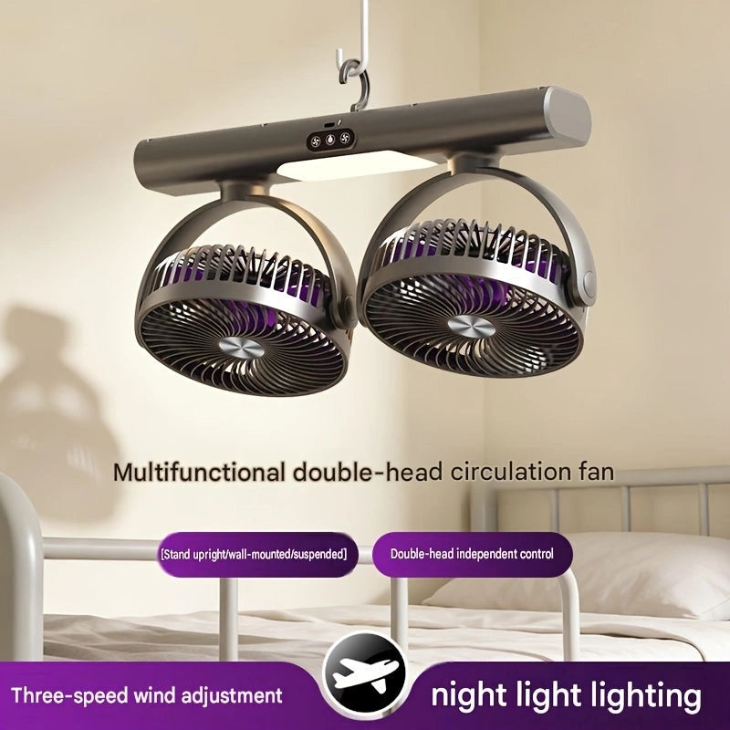Sevair Deco rechargeable dual head portable fan hanging view