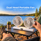 Sevair Deco rechargeable dual head portable fan outdoor view