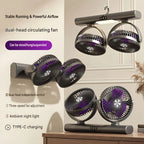 Sevair Deco rechargeable dual head portable fan placement options
