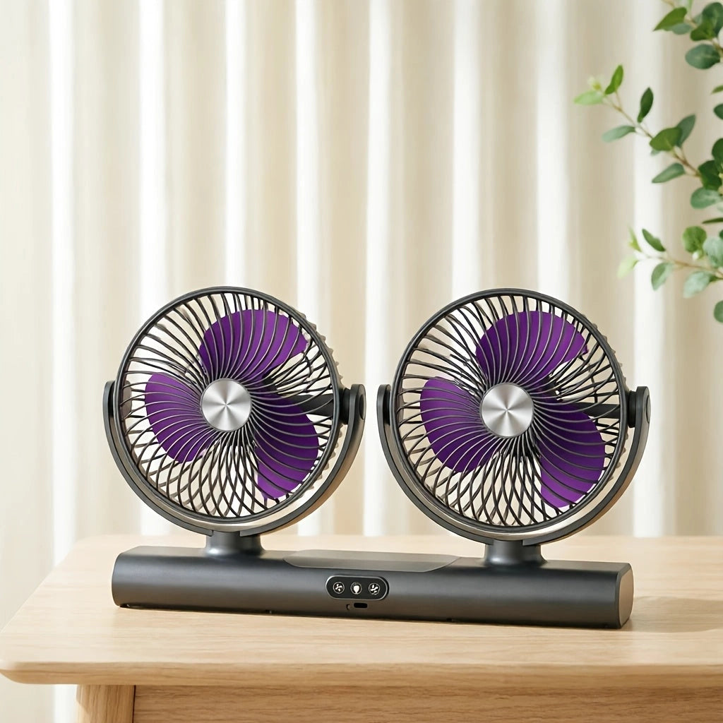 Sevair Deco rechargeable dual head portable fan tabletop view