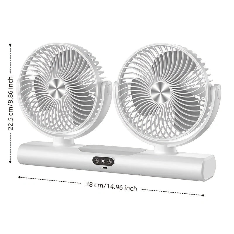 Sevair Deco rechargeable dual head portable fan white dimensions